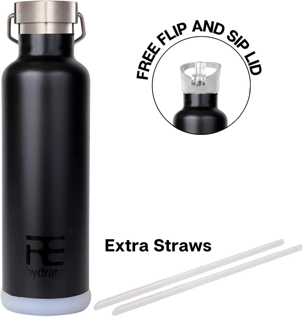 Stay Hydrated in Style: 25Oz Insulated Water Bottle with Straw, Bonus Lids, and Leak-Proof Design for Hot & Cold Beverages