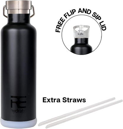 Stay Hydrated in Style: 25Oz Insulated Water Bottle with Straw, Bonus Lids, and Leak-Proof Design for Hot & Cold Beverages
