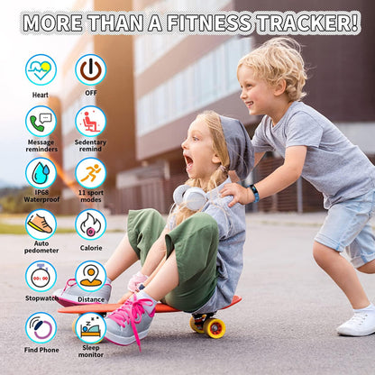 Ultimate Kids Fitness Tracker Watch - IP68 Waterproof Smartwatch with 11 Sport Modes, Activity Monitoring & Heart Rate Tracking for Ages 6-16